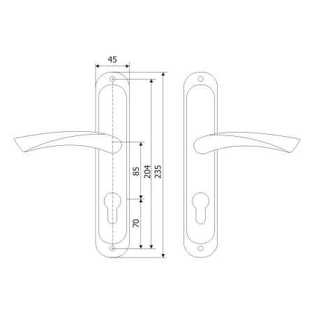 Ручка дверная на планке Гретта, латунь