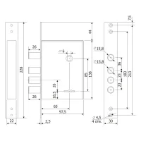 Замок врезной сувальдный с задвижкой Гардиан 30.04