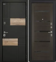 Входная дверь Дорстон BERLIN (ВС-2 Лофт черный/СБ-1 Орех рифленый Черный лакобель)