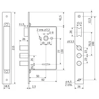 Замок врезной сувальдный с защелкой Гардиан 10.11