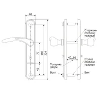 Ручка дверная на планке Гардиан 41.31 - Вега, Черный муар RAL 2301