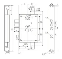 Замок врезной цилиндровый с защелкой и вертикальным приводом Гардиан 22.12 Т