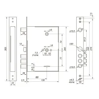 Замок врезной сувальдный с защелкой и задвижкой Гардиан 80.15