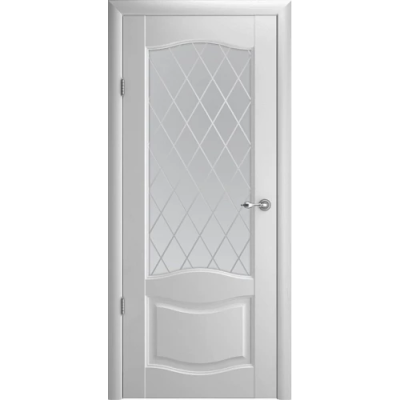Межкомнатная дверь Лувр-1 Винил Платина Стекло Мателюкс (Ромб)