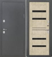 Входная дверь Дорстон Терморазрыв (Антик серебро/СБ-26 Бетон бежевый Черный лакобель)