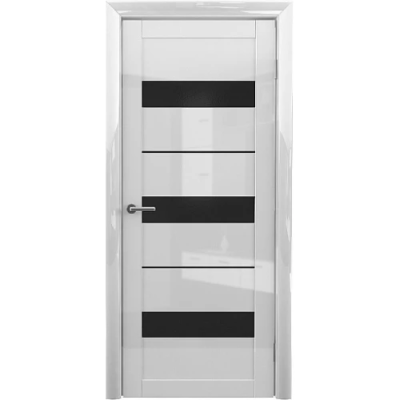 Межкомнатная дверь Прага Глянец Белый Стекло Черное