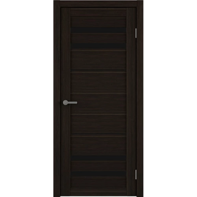 Межкомнатная дверь Пекин Эко-шпон Темный кипарис Стекло Черное