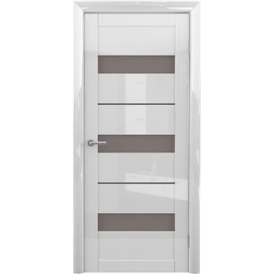 Межкомнатная дверь Прага Глянец Белый Стекло Матовое Бронза