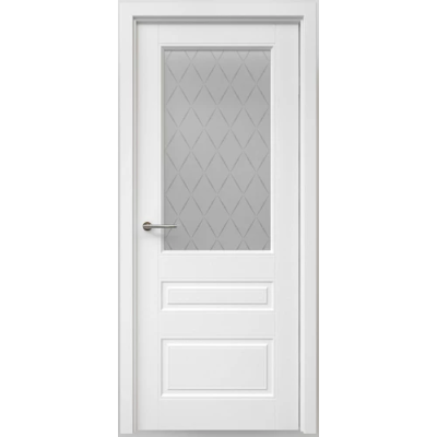 Межкомнатная дверь Классика-3 Эмаль Белая Стекло Мателюкс
