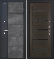 Входная дверь Дорстон Терморазрыв Inoplast (Р-01 бетон/СБ-1 Орех рифленый Черный лакобель)