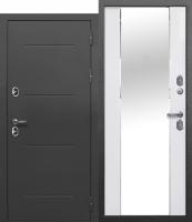 Входная дверь ISOTERMA Серебро эмалит белый Зеркало фацет