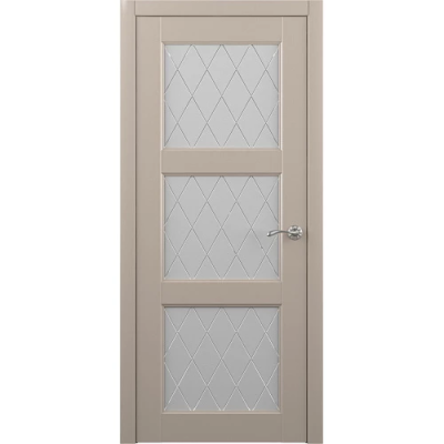 Межкомнатная дверь Эрмитаж-3 Винил Серый Стекло Мателюкс (Ромб)