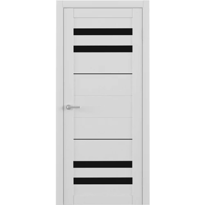 Межкомнатная дверь Пекин Эко-шпон Белый Кипарис Стекло Черное