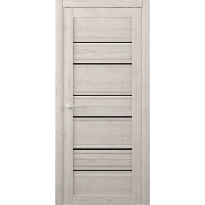 Межкомнатная дверь Техас Soft Touch Кремовая Стекло Черное