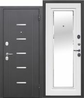 Входная дверь ГАРДА серебро зеркало фацет белый ясень