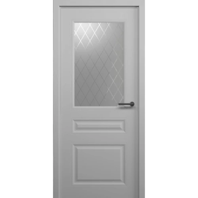 Межкомнатная дверь Стиль-2 Эмаль Серая Стекло Рубин