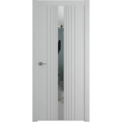 Межкомнатная дверь Геометрия-8 Эмаль Серая Зеркало