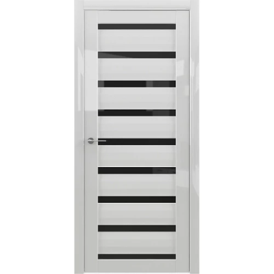 Межкомнатная дверь Вена Глянец Белый Стекло Черное