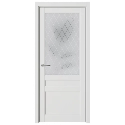 Межкомнатная дверь Олимпия Винил Белый Стекло Мателюкс