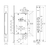 Замок врезной цилиндровый редукторного типа с защелкой Гардиан 72.16 Т