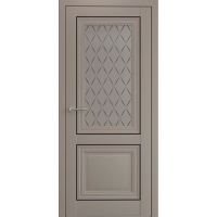 Межкомнатная дверь Спарта-2 с молдингом Винил Серый Стекло Лорд Черный