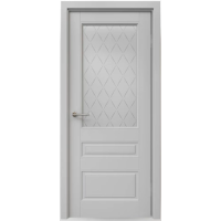 Межкомнатная дверь Классика-3 Эмаль Серая Стекло Мателюкс