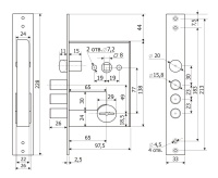 Замок врезной сувальдный с защелкой Гардиан 50.11