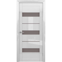 Межкомнатная дверь Прага Глянец Белый Стекло Матовое Бронза