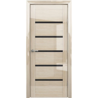 Межкомнатная дверь Вена Глянец Мокко Стекло черное