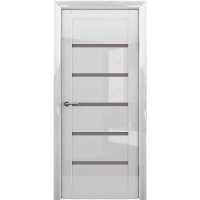 Межкомнатная дверь Вена Глянец Белый Стекло Матовое бронза