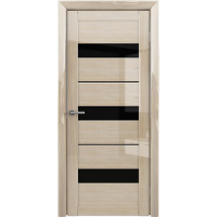 Межкомнатная дверь Прага Глянец Мокко Стекло Черное