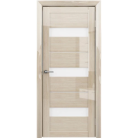 Межкомнатная дверь Прага Глянец Мокко Стекло Белое