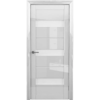 Межкомнатная дверь Прага Глянец Белый Стекло Белое
