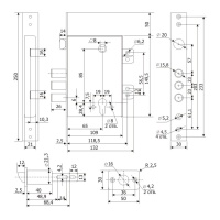 Замок врезной цилиндровый с защелкой для противопожарных дверей Гардиан 33.11