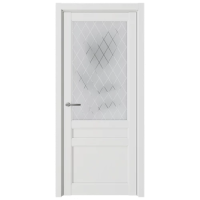 Межкомнатная дверь Олимпия Винил Белый Стекло Мателюкс