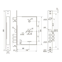 Замок врезной сувальдный с защелкой и задвижкой Гардиан 80.15